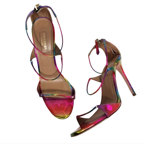 AQUAZZURA Minute 105 Disco Rainbow Leather Sandal - Picture 6 of 16